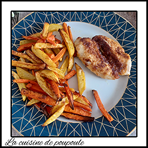 Poulet « fond dans la bouche » (light) et frites de carottes à l’extra crisp