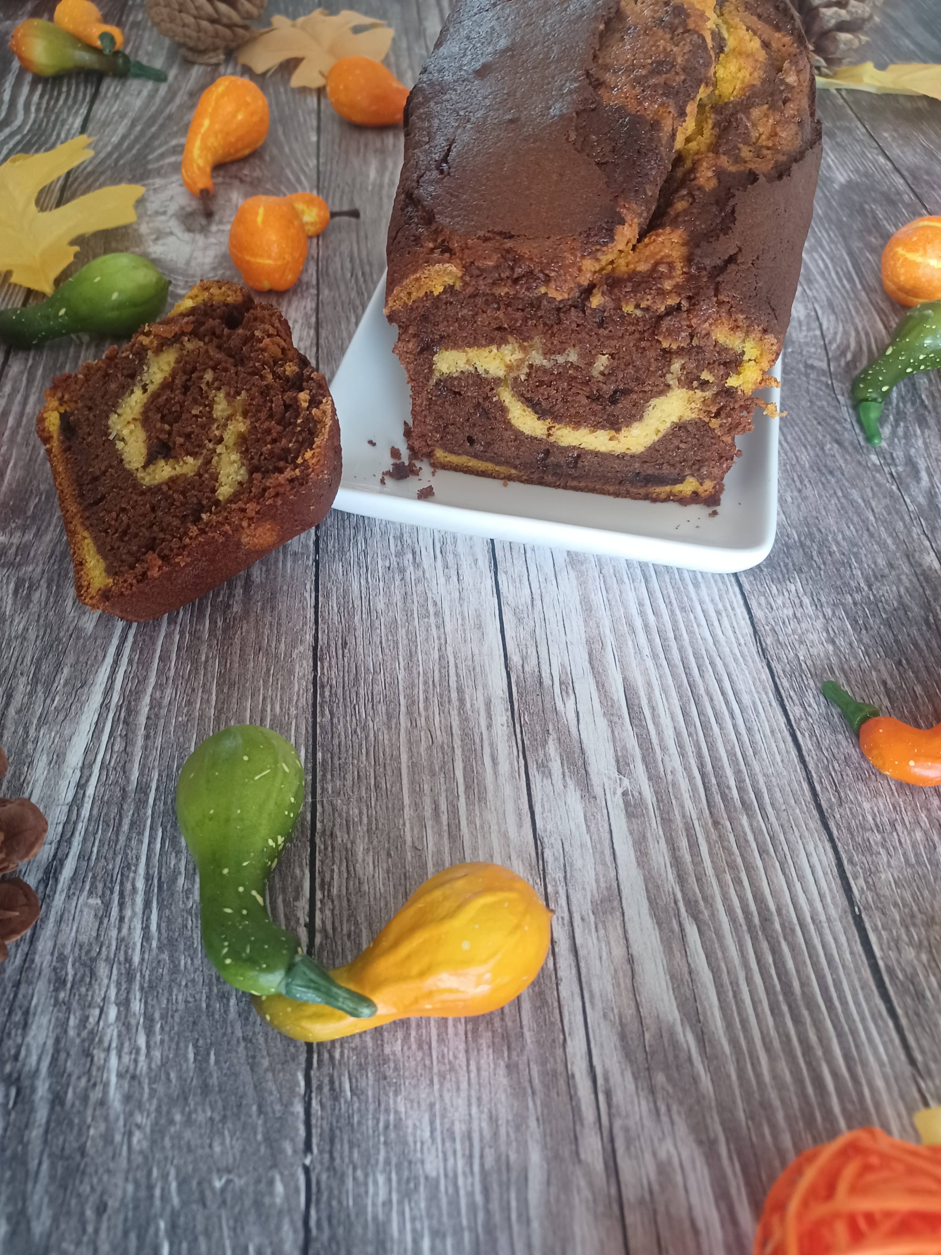 Cake marbré au chocolat et à la courge