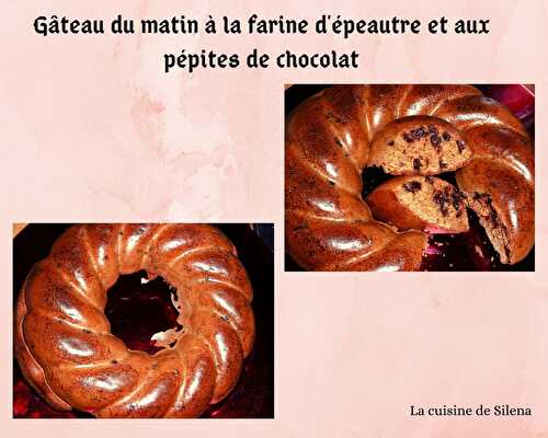 Gâteau du matin à la farine d'épeautre et aux pépites de chocolat