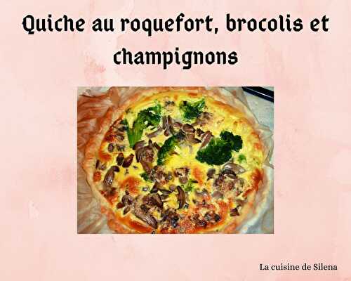 Quiche au roquefort, brocolis et champignons