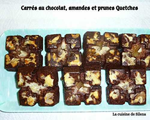 Carrés au chocolat, amandes et prunes quetsches