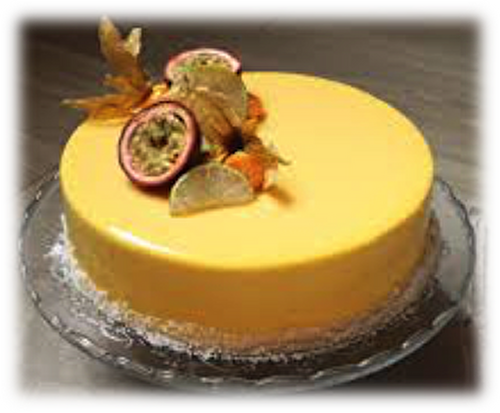 Entremet mangue, Passion, Framboises