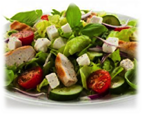 Salade verte, Poulet, Fromage