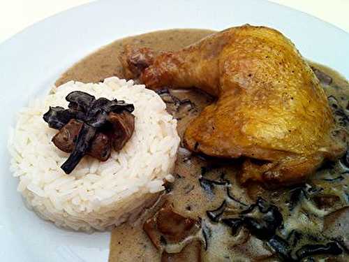 Cuisse de Poulet à la Crème et Champignons des Bois