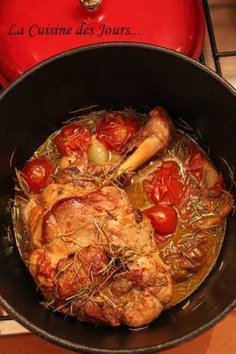 Epaule d’Agneau Miel, Romarin, Tomates en Cocotte au Four