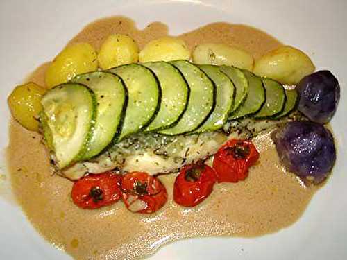 Filet de Poulet à l'Aneth en Ecailles de Courgette