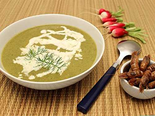 Velouté de Fanes de Radis et Crevettes Grises