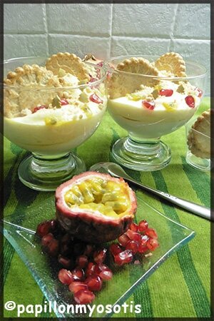 COUPE AU FROMAGE BLANC, MOUSSE LÉGÈRE A LA MANGUE, GRENADE & FRUIT DE LA PASSION AVEC SABLE MÈRE POULARD [#DESSERT #VERRINE]