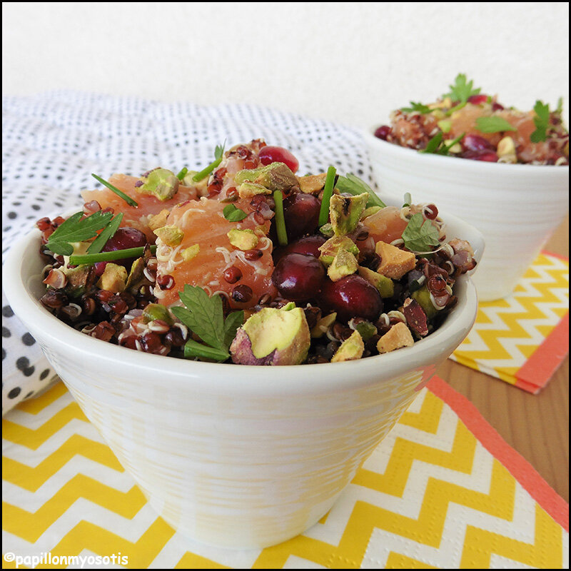 SALADE DE QUINOA ROUGE AU SAUMON FUME & PAMPLEMOUSSE [#SUMMERTIME #MADEINFRANCE #FAITMAISON]