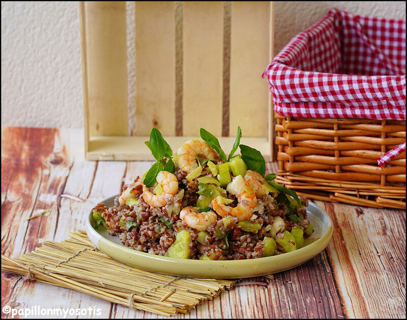 SALADE DE RIZ ROUGE, CREVETTES, CONCOMBRE [#SUMMERFOOD #SABAROT #SALADE #HEALTHYFOOD]