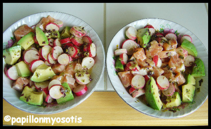 SALADE TARTARE DE SAUMON AVOCAT ET RADIS