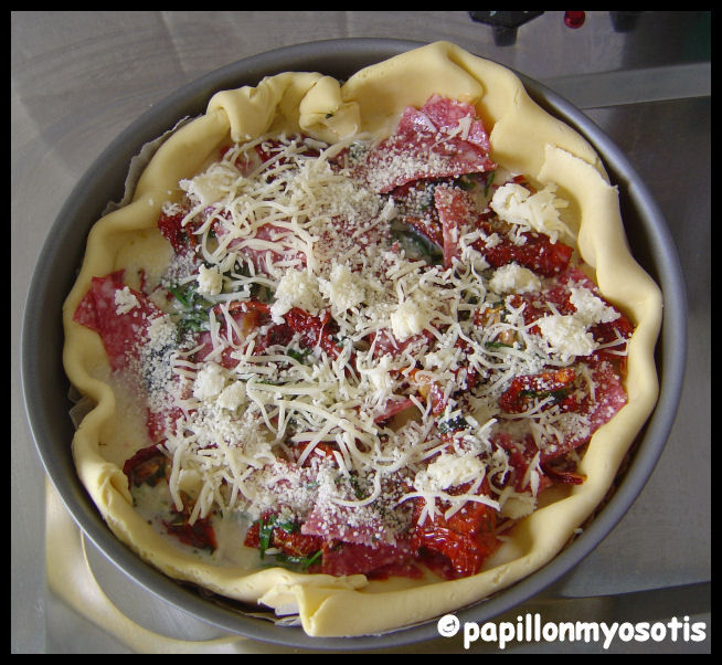 TARTE TOMATES SECHEES ET SALAMI