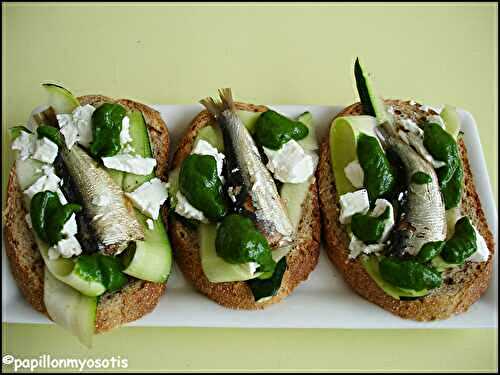 TARTINES DE SARDINES, COURGETTE ET FETA (SAUCE A LA ROQUETTE) [#APERO #FOOD #SUMMER #TARTINE]