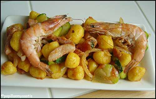 POELEE DE POLENTA, LARDONS, COURGETTES ET CREVETTES [#RECETTEDUJOUR #FAITMAISON #CREVETTES #WEEKEND]