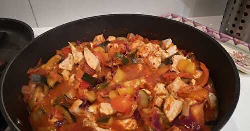 Chou rouge à la tomate et au poulet