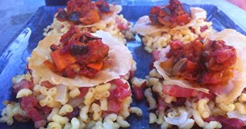 Coquillettes, feuilles de brick et ratatouille