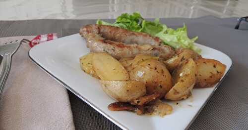 Duo de saucisses et pommes de terre aux herbes