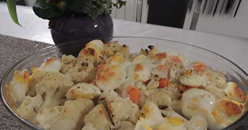 Gratin de chou fleur, carottes et aux oeufs durs