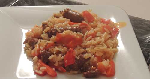 Riz aux poivrons et merguez au Cookéo