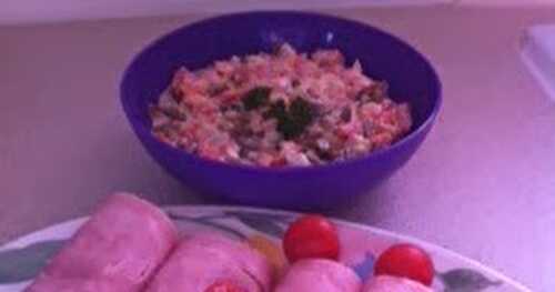 Roulés de jambon à la macédoine