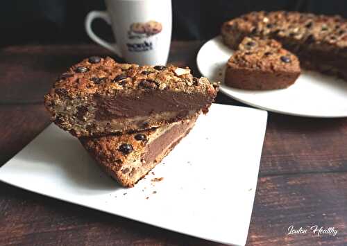 Big cookie avoine & amande fourré crème de chocolat-orange à la patate douce {Vegan}