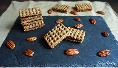 Biscuits « gaufrettes » pécan, érable & chocolat {Vegan}