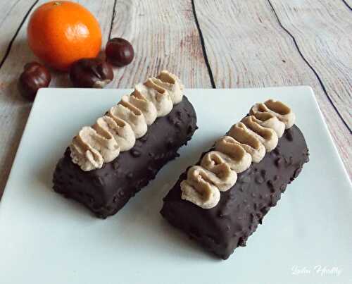 Bûchettes au chocolat fourrées à la crème de marron & insert clémentine {Sans lactose – Sans gluten}