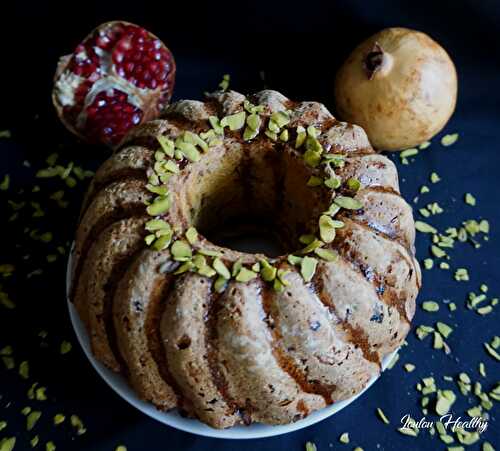 Cake au potiron, pistaches & grenade {Sans lactose}