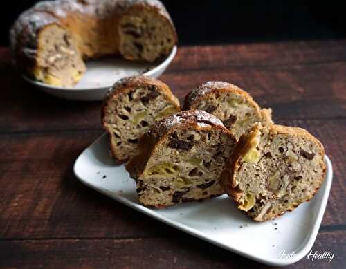 Cake miel, pommes, noix & chocolat {Sans lactose}