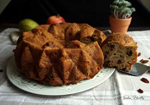 Cake pomme, poire & raisins secs {Sans lactose}