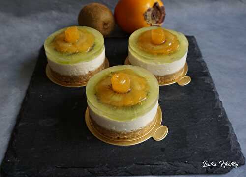 Cheesecakes crus coco, kaki & kiwi {Sans gluten – IG bas}