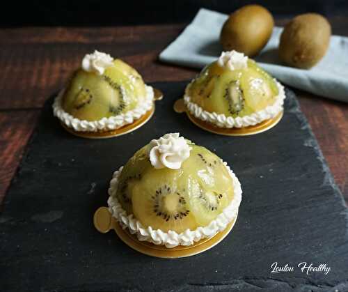 Dômes kiwis, crème au yuzu & insert fruits à tartiner kiwi, ananas, chia {Vegan – Sans gluten}