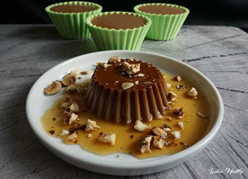 Flans caramel au cacao & à la noisette {Vegan – Sans gluten}