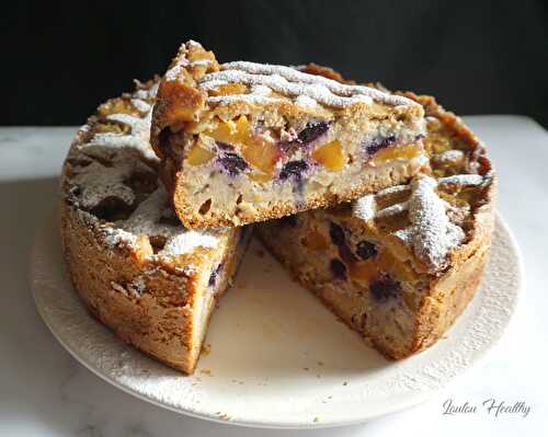 Gâteau flan mangue-myrtille {Sans lactose}