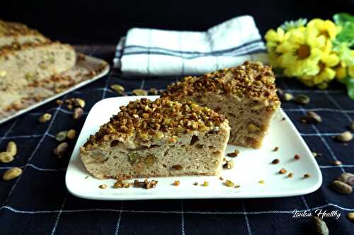 Gâteau semoule, pistache imbibé au jus de pomme & eau de fleur d’oranger {Sans lactose}