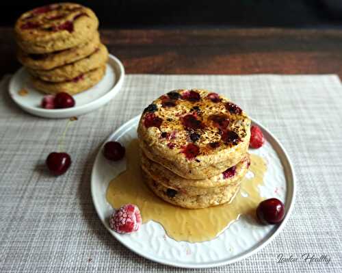 Pancakes framboise & cerise {Sans lactose – Sans gluten}