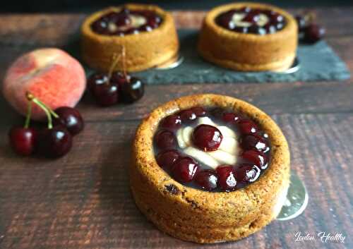 Tartelettes cerises-pêches {Vegan – Sans gluten}