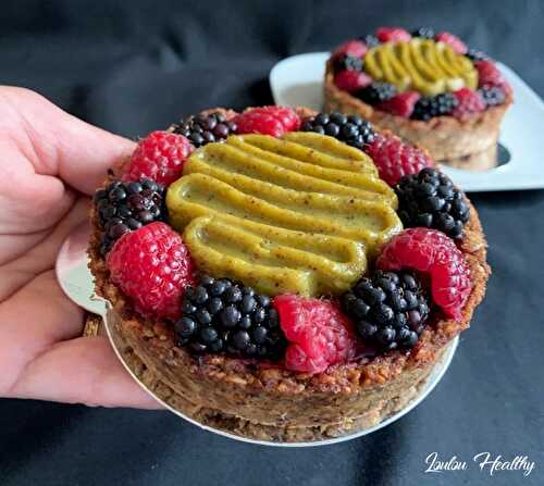 Tartelettes fruits rouges & pistache {Vegan – IG bas}