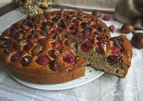 Gâteau marrons & framboises {Sans lactose}