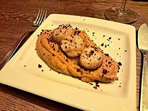 Noix de Saint-Jacques, crème de butternut et chorizo