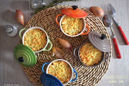 Crumble poireaux saumon fumé 