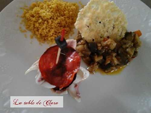 Filet de rouget en mille-feuille de chorizo