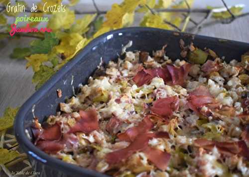 Gratin de crozets poireaux jambon cru