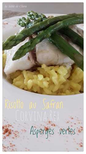 Risotto au safran corvina Rex et asperges vertes 