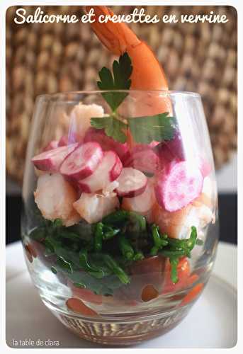 Salicorne et crevettes en verrine