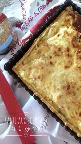 Tarte aux poireaux et aux deux saumons