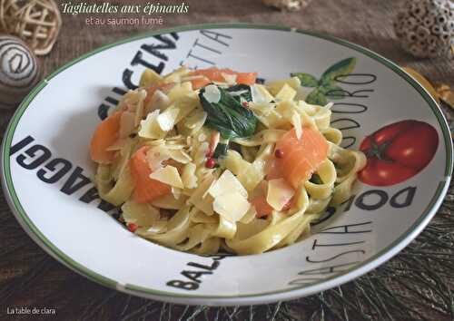 Tagliatelles aux épinards et au saumon fumé