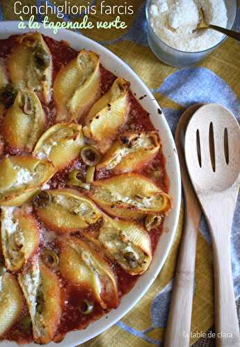 Conchiglionis farcis à la tapenade verte