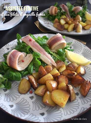 Assiette festive et ses filets d'anguille fumée