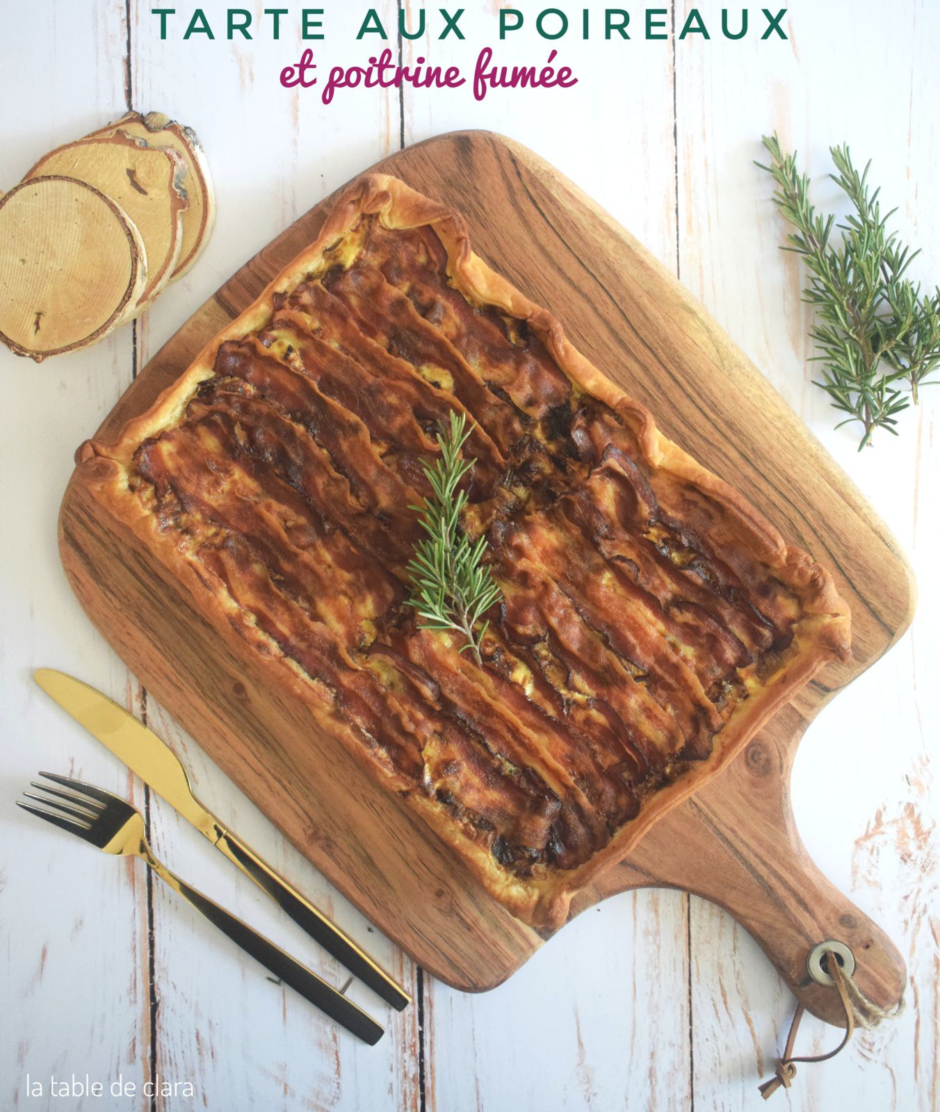 Tarte aux poireaux et poitrine fumée